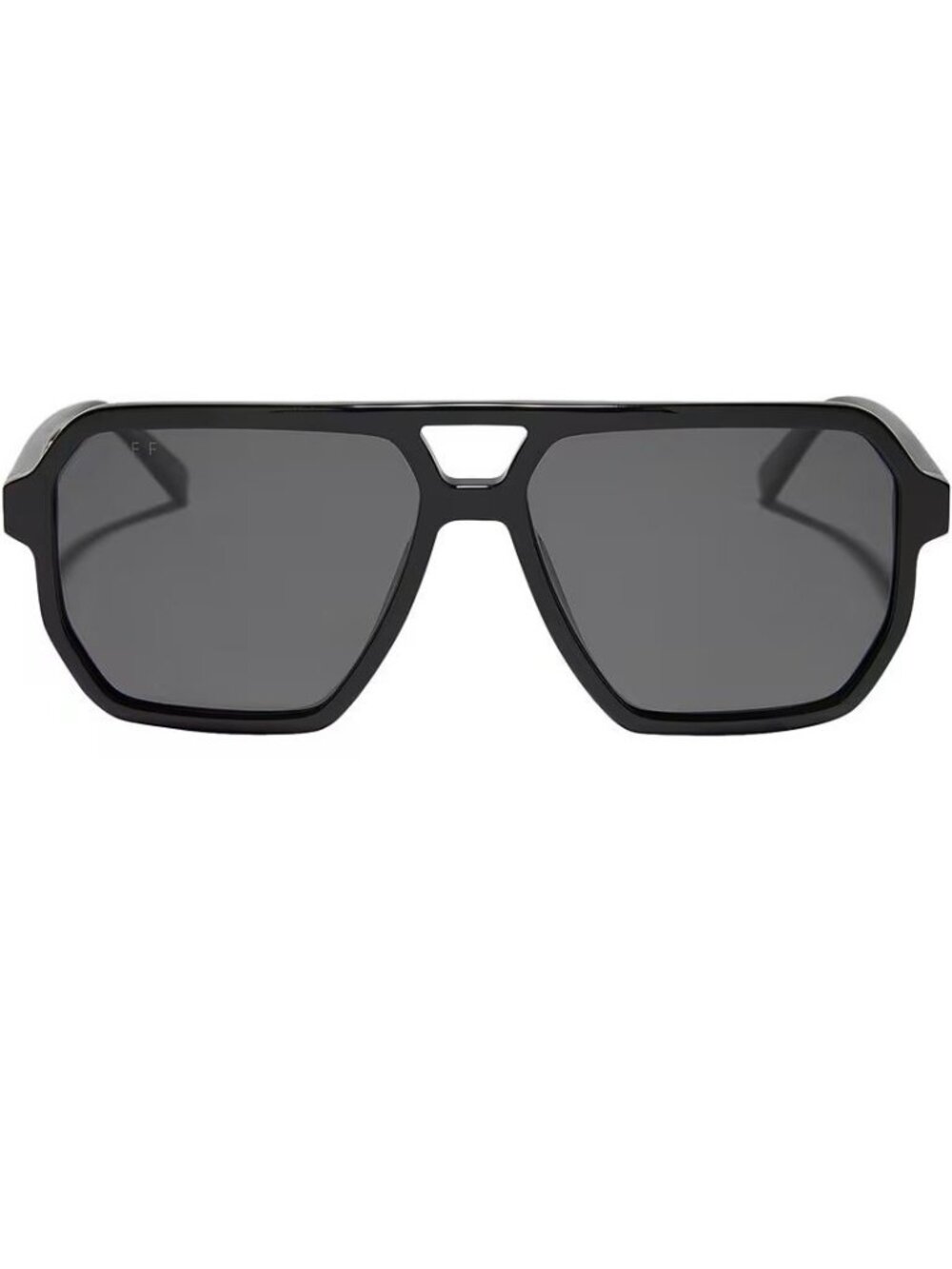 DIFF EYEWEAR Cameron Oversized Navigator Sunglasses in Black & Grey Polarized Ne